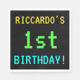おもしろいヴィンテージ/レトロビデオゲーム見る1st誕生日 スタンダードランチョンナプキン