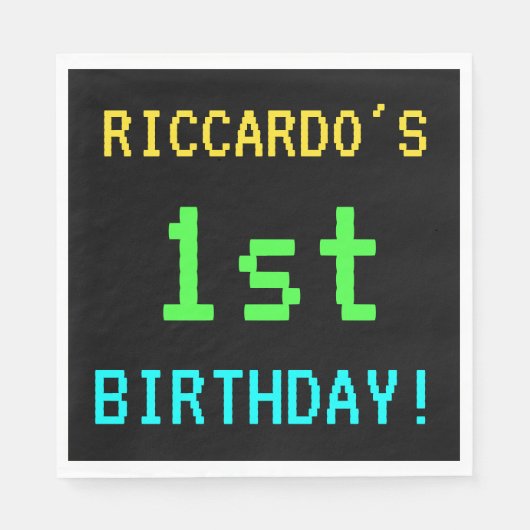 おもしろいヴィンテージ/レトロビデオゲーム見る1st誕生日 スタンダードランチョンナプキン (正面)