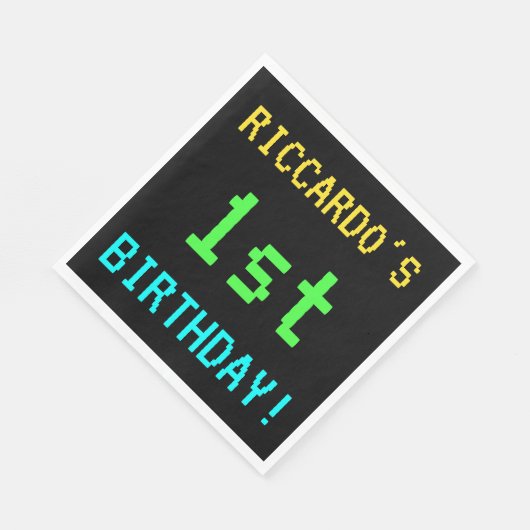 おもしろいヴィンテージ/レトロビデオゲーム見る1st誕生日 スタンダードランチョンナプキン (角)