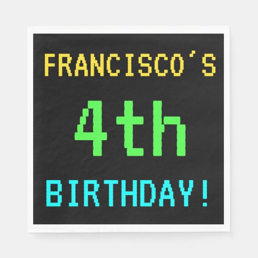おもしろいヴィンテージ/レトロビデオゲーム見る4th誕生日 スタンダードランチョンナプキン (正面)