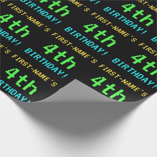 おもしろいヴィンテージ/レトロビデオゲーム見る4th誕生日 ラッピングペーパー (角)