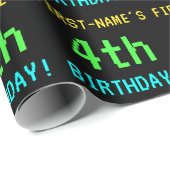 おもしろいヴィンテージ/レトロビデオゲーム見る4th誕生日 ラッピングペーパー (ロールコーナー)