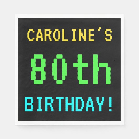 おもしろいヴィンテージ/レトロビデオゲーム80誕生日 スタンダードランチョンナプキン (正面)
