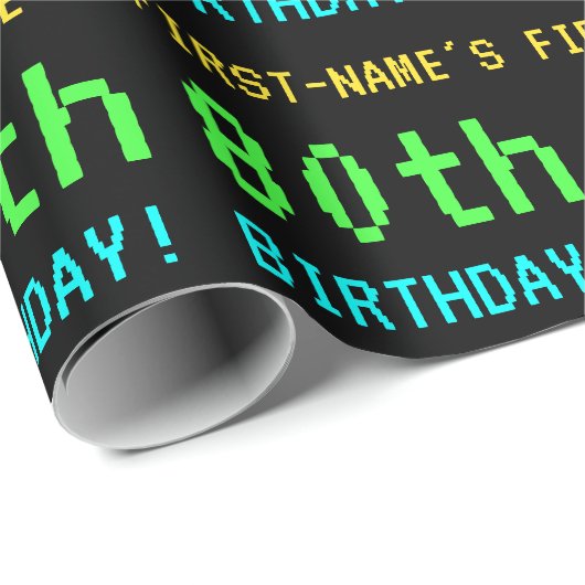 おもしろいヴィンテージ/レトロビデオゲーム80誕生日 ラッピングペーパー (ロールコーナー)