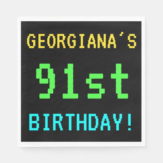 おもしろいヴィンテージ/レトロビデオゲームLook 91st誕生日 スタンダードランチョンナプキン (正面)