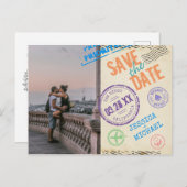 おもしろいヴィンテージAirmailタイポグラフィ写真の保存日付 インビテーションポストカード (正面/裏面)