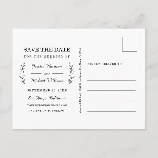 おもしろいヴィンテージAirmailタイポグラフィ写真の保存日付 インビテーションポストカード (裏面)