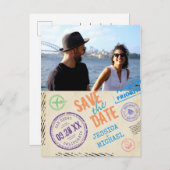 おもしろいヴィンテージAirmailタイポグラフィ写真の保存日付 インビテーションポストカード (正面/裏面)