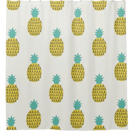 おもしろいヴィンテージPineappleシームレスイラストレーション。 シャワーカーテン (正面)