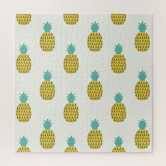 おもしろいヴィンテージPineappleシームレスイラストレーション。 ジグソーパズル (縦)