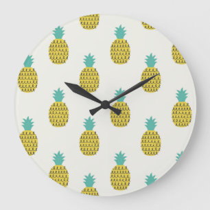 おもしろいヴィンテージPineappleシームレスイラストレーション。 ラージ壁時計