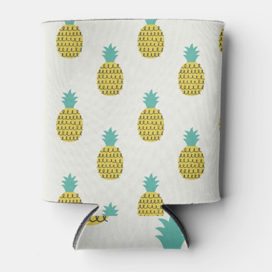 おもしろいヴィンテージPineappleシームレスイラストレーション。 缶クーラー (正面)