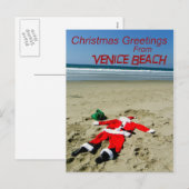 おもしろいヴェニスビーチクリスマスポストカード！ シーズンポストカード (正面/裏面)