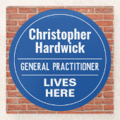 おもしろい一般開業医ウォールプラークスタイル ガラスコースター (正面)