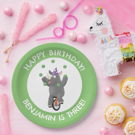 おもしろい一輪車の誕生日にサイパーソナライズされたノ ペーパープレート (パーティー)