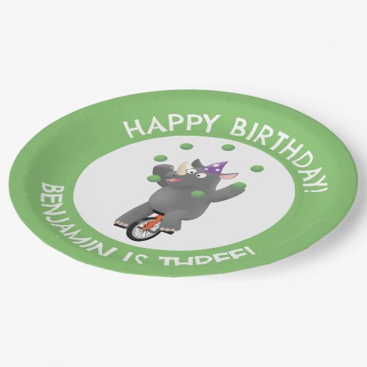 おもしろい一輪車の誕生日にサイパーソナライズされたノ ペーパープレート (アングル)