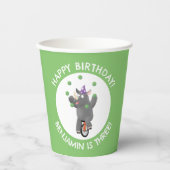 おもしろい一輪車の誕生日にサイパーソナライズされたノ 紙コップ (正面)