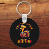 おもしろい七面鳥が感謝祭を再び素晴らし開く キーホルダー (正面)