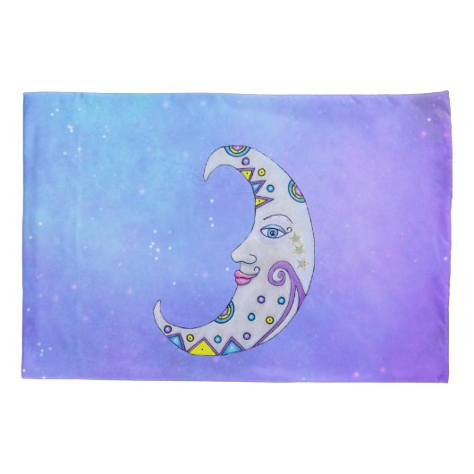 おもしろい三日月顔フェスティバルマーキングスカイ 枕カバー (裏面-左)