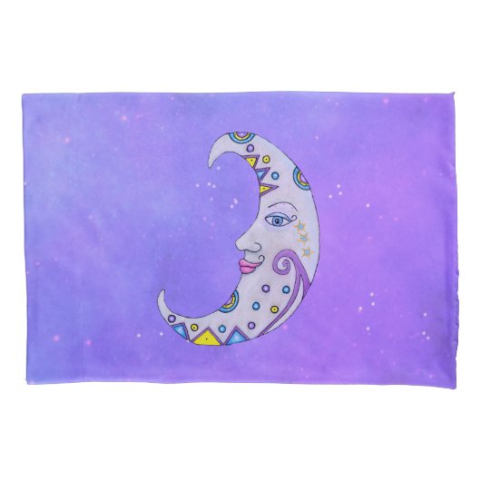 おもしろい三日月顔フェスティバルマーキングスカイ 枕カバー (正面左)