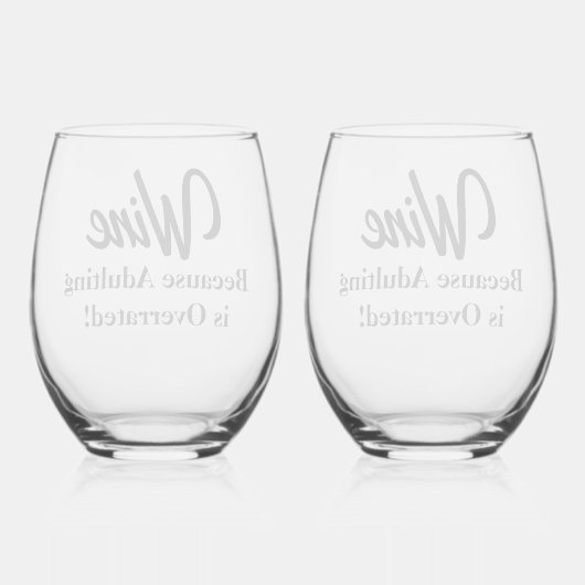 -おもしろい不倫が過激だからワイン! ステムなしワイングラス (裏面)