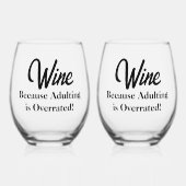 -おもしろい不倫が過激だからワイン! ステムなしワイングラス (正面)