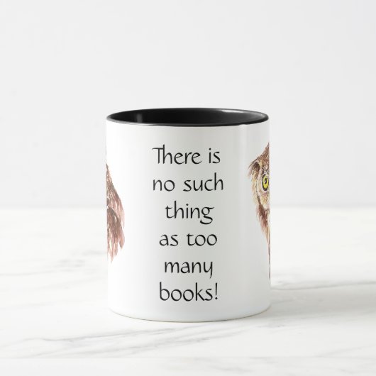 おもしろい不平不満フクロウそんなことは多すぎる本 マグカップ (中央)