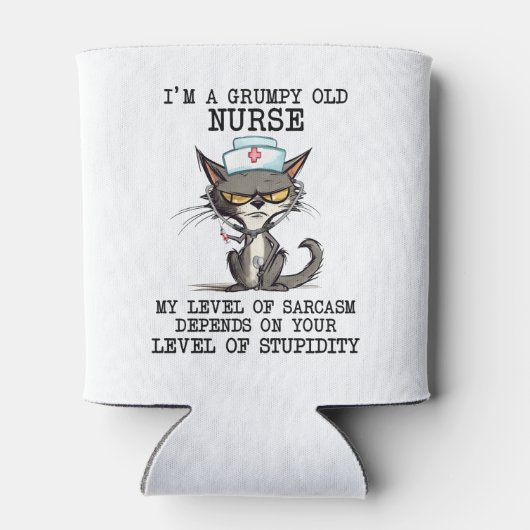 おもしろい不機嫌な古いナース 缶クーラー (裏面)