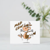 おもしろい不機嫌牛のキャラクター ポストカード (スタンド正面)