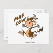 おもしろい不機嫌牛のキャラクター ポストカード (正面/裏面)
