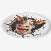 おもしろい不機嫌牛マンガ顔農家カントリージョーク ペーパープレート (アングル)