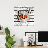 おもしろい不機嫌猫らせん目 ポスター (ホームオフィス)