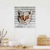 おもしろい不機嫌猫らせん目 ポスター (キッチン)