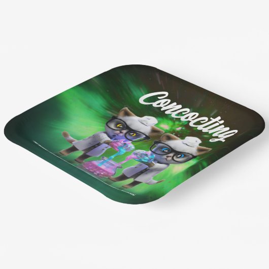 おもしろい不機嫌猫サイエンティスト誕生日 ペーパープレート (傾斜あり)