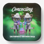 おもしろい不機嫌猫サイエンティスト誕生日 ペーパープレート (正面)