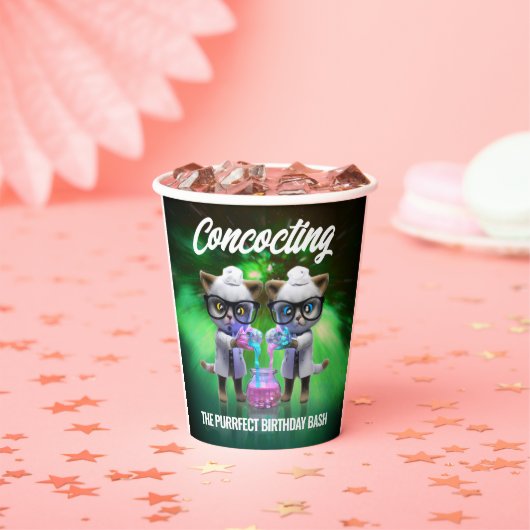 おもしろい不機嫌猫サイエンティスト誕生日 紙コップ (インサイチュ)