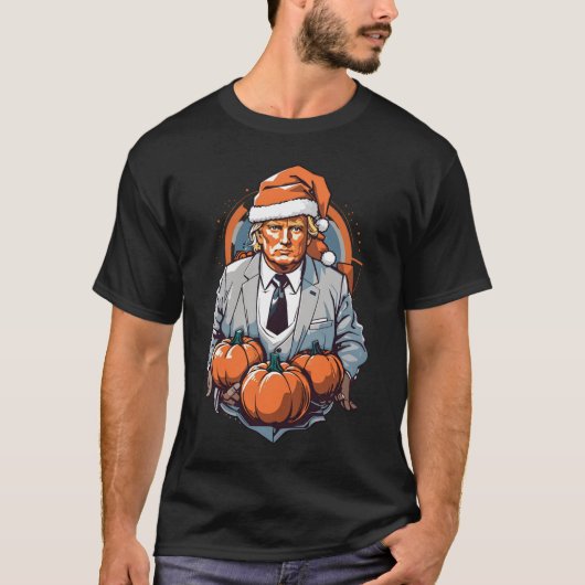 おもしろい不気味なトランプのハロウィーンのカボチャ Tシャツ (正面)