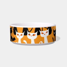 おもしろい不気味なハロウィーン猫白黒オレンジ ボウル