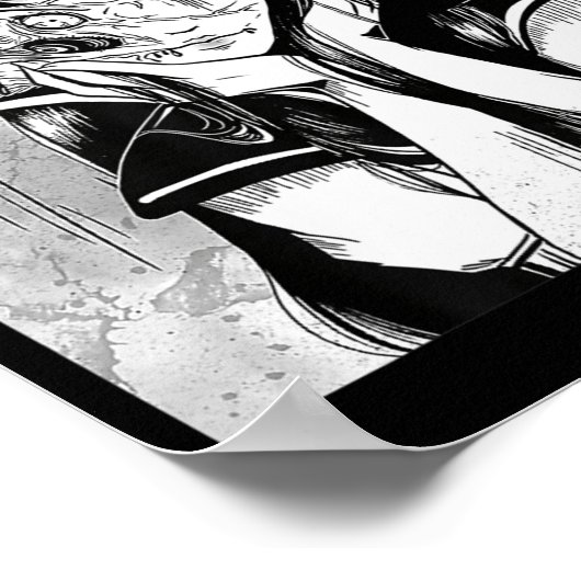 おもしろい不気味なホラーマンガアニメ女性の目ハロウィーン ポスター (角)