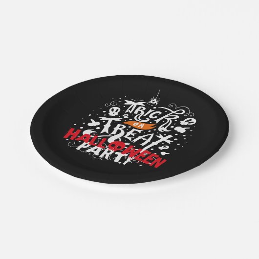 おもしろい不気味トリックまたはトリートハローウィンパーティ ペーパープレート (アングル)