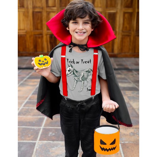 おもしろい不気味ドッグスケルトン、キッズハロウィーン Tシャツ