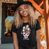 おもしろい不気味ブルーミングフローラハロウィーンスカル トライブレンドＴシャツ