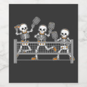 おもしろい不気味3スケルトンPlayin Pickleball Gift ワインラベル (シングルラベル)