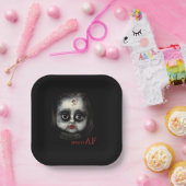 おもしろい不気味AF不気味ゴシックドール顔ハロウィン ペーパープレート (パーティー)