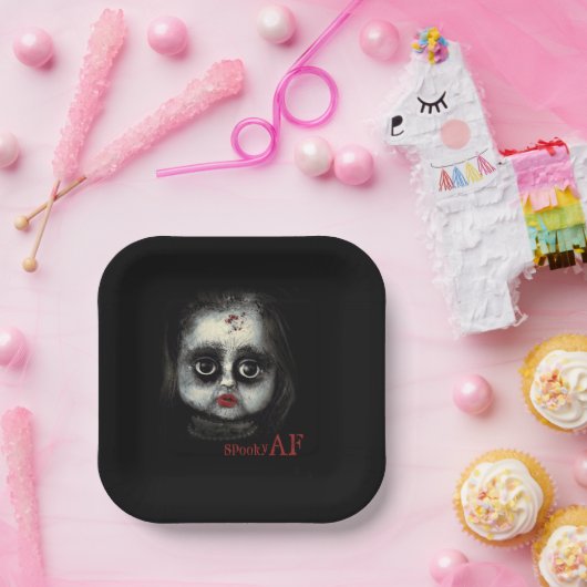 おもしろい不気味AF不気味ゴシックドール顔ハロウィン ペーパープレート (パーティー)