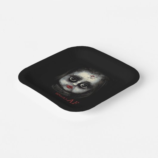 おもしろい不気味AF不気味ゴシックドール顔ハロウィン ペーパープレート (傾斜あり)