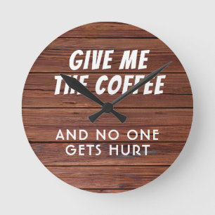 おもしろい与え Me the Coffee 素朴 Wood モダン ラウンド壁時計