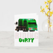 おもしろい乗車汚いリサイクルゴミ収集車アースD カード (黄色い花)