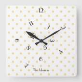 おもしろい乱雑な時間の水玉模様の名前をカスタムする部屋の装飾 スクエア壁時計 (正面)