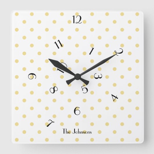 おもしろい乱雑な時間の水玉模様の名前をカスタムする部屋の装飾 スクエア壁時計 (正面)